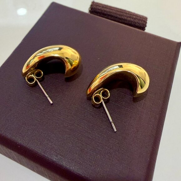 Obakki Split Bean Earrings 18K Gold Plated Brass Handmade Sustainable - Picture 3 of 12